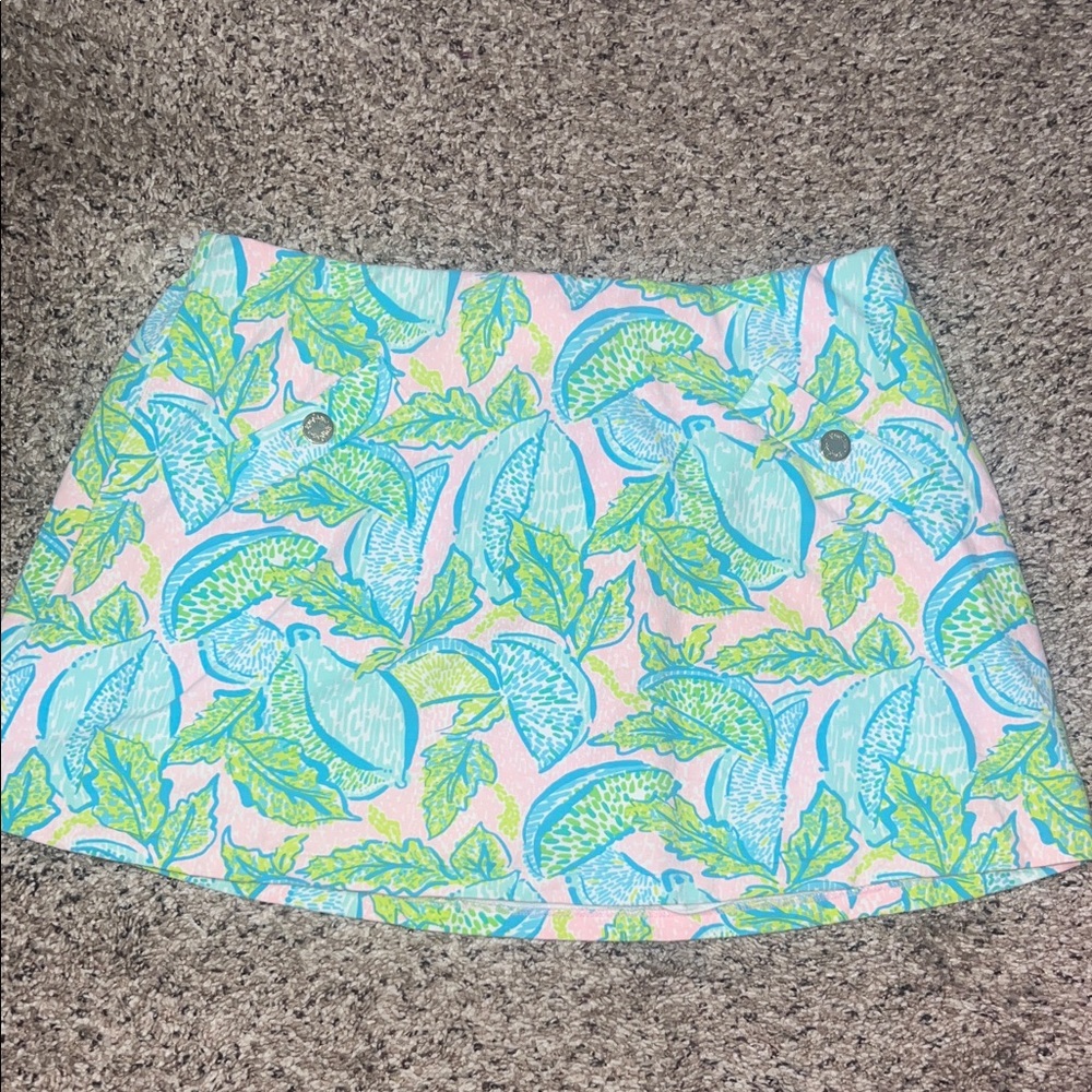 Lilly Pulitzer Pink and Green Leaf Print Skirt